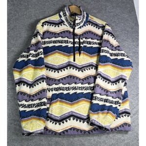 Billabong Adventure Division Fleece L Tribal Aztec Quarter Zip Pullover Mens